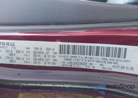 2016 Dodge Durango Sxt z USA, uszkodzony, nr VIN 1C4RDJAG5GC503223